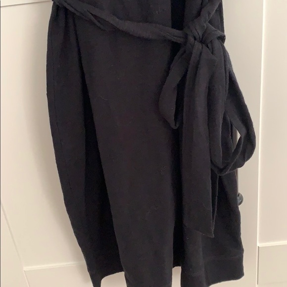 Black cotton dress with tie at waist - Picture 4 of 5